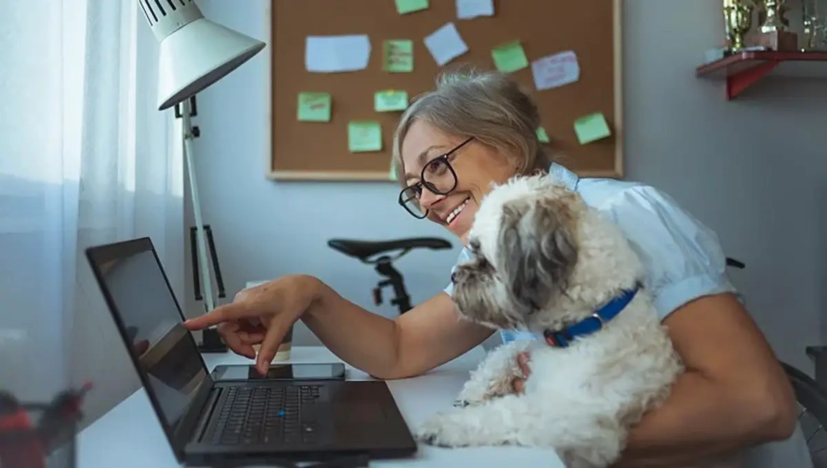 Dog and Owner on Computer